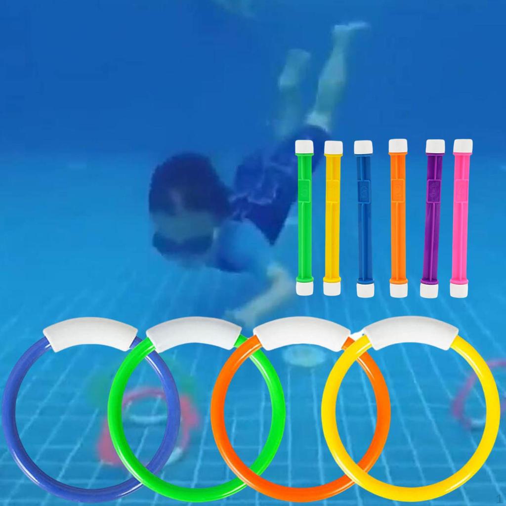 Set De 4 Anillos De Buceo Para Niños – Juguetes De Piscina De Colores – Entrenamiento Subacuático 4-12 Años
