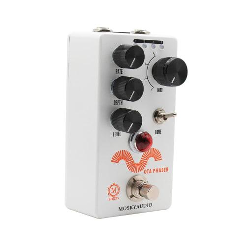 MOSKYAUDIO Mini Guitar Phaser Pedal with Rate, Depth, and Level Controls, True Bypass Tone Toggle Switch, Metal Shell, DC 9V, 6.35mm Input/Output Inte