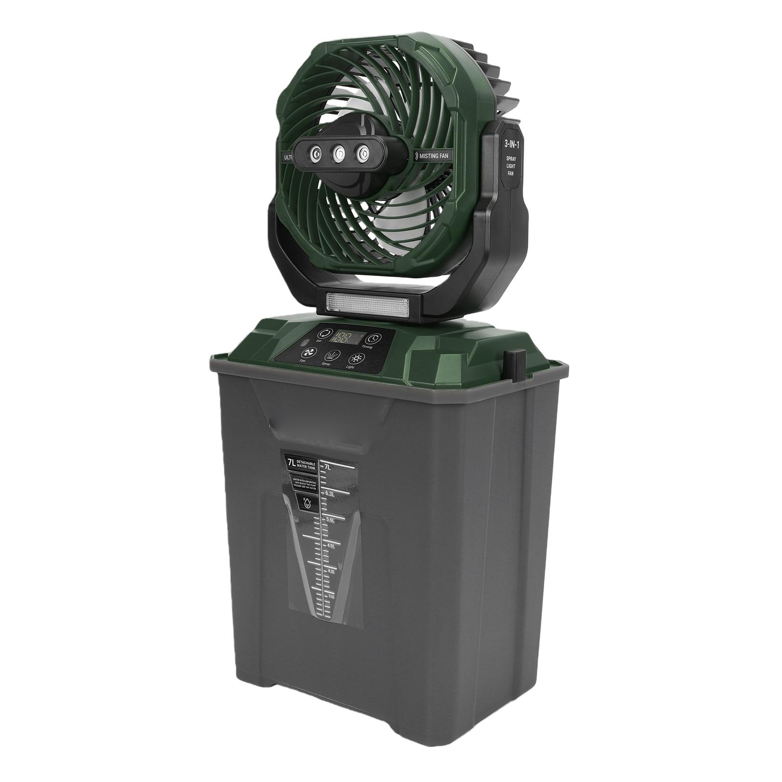 Ventilateur Brumisard Portable pour l'Extérieur 20000mAh Ventilateur de Camping Oscillant Rechargeable avec 5 Vitesses de Vent 4 Vitesses de Pulvérisation 4 vert d’armée