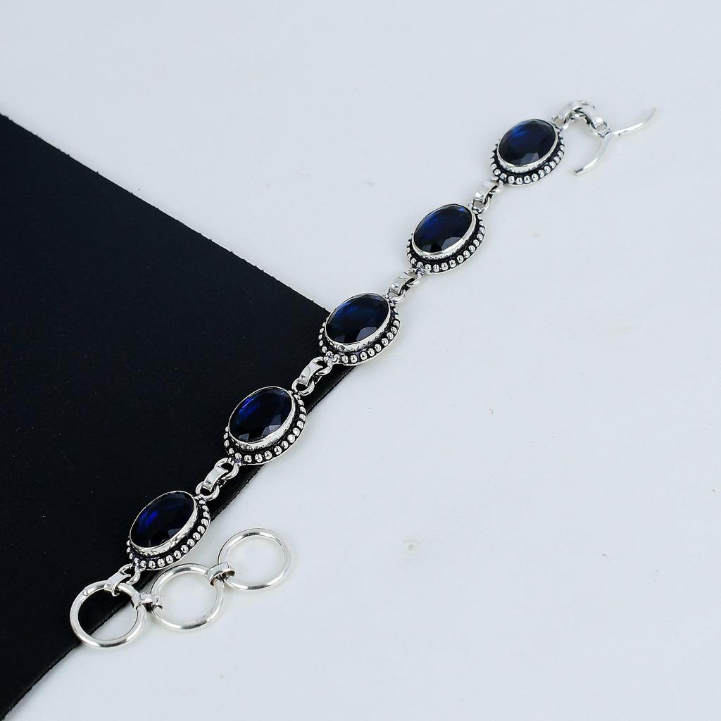 Brățară uimitoare din argint 925, cuarț roz, lucrată manual, brățară din cuarț roz pentru soție, cadou unisex pentru Ziua Mamei