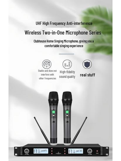 Wireless Professional Microphone Set with Anti-Howling for Karaoke, Meetings, and Performances
