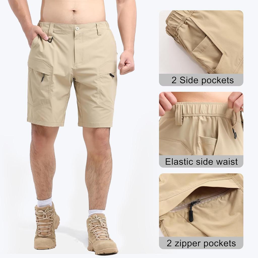 Men's Summer Quick Drying Multi Pocket Pure Cotton Breathable Elastic Tactical Shorts Five Quarter Sports Work Pants