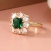 Vintage Elegant Green Synthetic Zircon Women's Ring Wedding Banquet Perfect Jewelry Accessories Handmade Art Ring