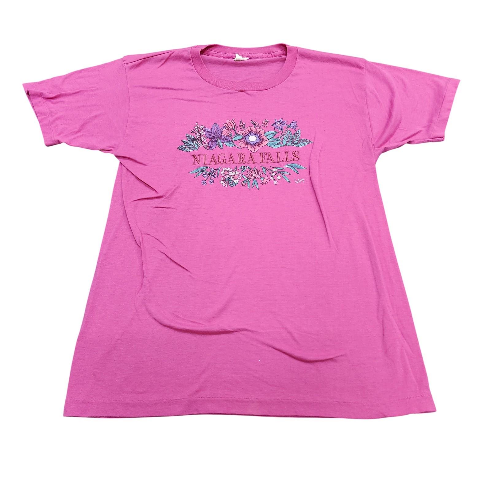 LAM Shirt Mens Large Pink Niagara Falls Floral Graphic Tee Travel Souvenir Unisex T-Shirt XXL