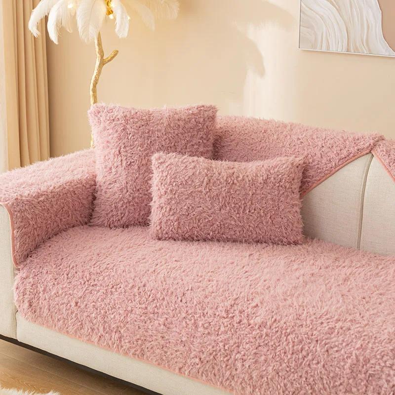 Modern Fashion Super Soft Long Plush Sofa Towel Winter Thick Anti-slip Universal Sectional Sofa Cover Quilted Velvet Couch Cover