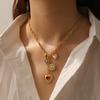 18K Gold Plated Heart Daisy Charm Lariat Necklace, Dainty Multi-Charm Station Y-Drop Chain for Women, Trendy Jewelry