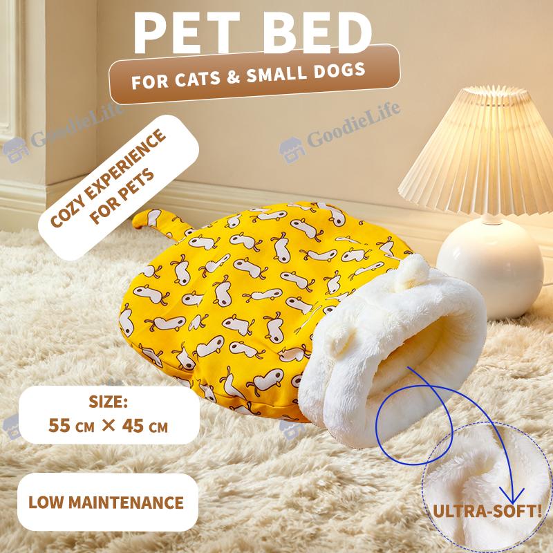 Winter Warm Cat Bed Semi Enclosed Dog House Cozy Sleeping Bag Pet Blanket for Cats and Small Dogs