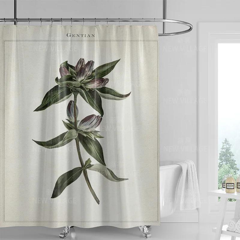 Minimalistický sprchový závěs s rostlinným motivem, moderní dekorace koupelny a toalety, soukromý závěs 180x180cm voděodolný sprchový závěs