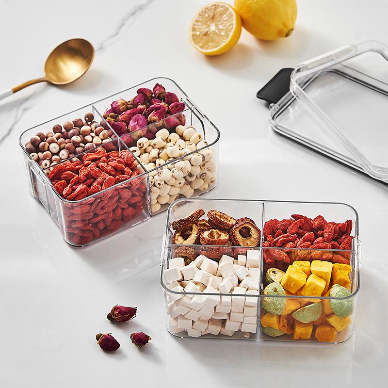 Floral Square Tea Box 460ml with Four Airtight Food-Grade Plastic Compartments