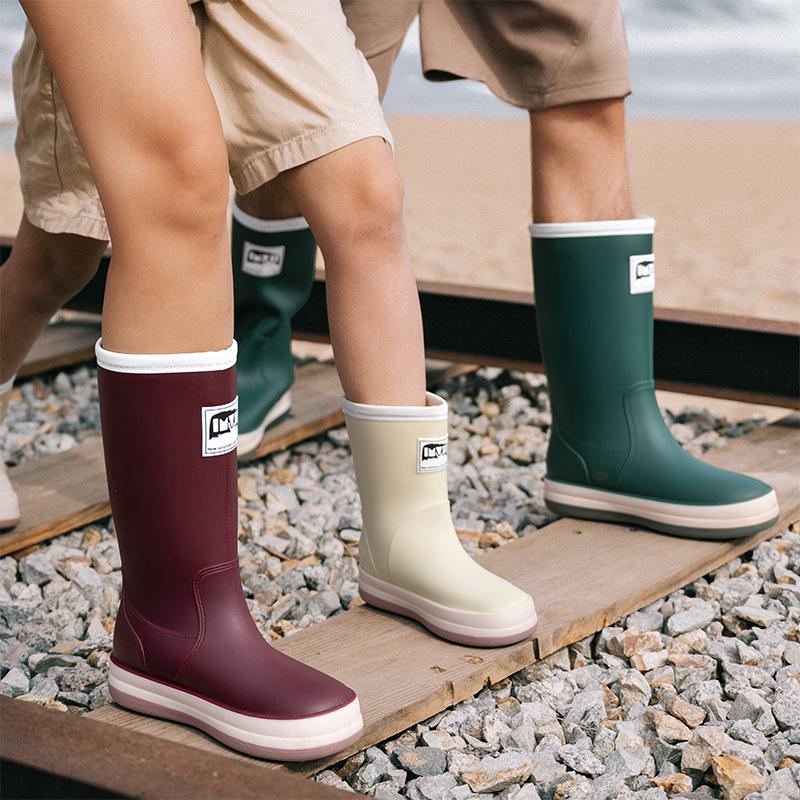 Wasserdichte Mid-Calf Anti-Rutsch Stiefel mit Kordelzug für Alle Jahreszeiten - Eltern-Kind-Stil Japanische Gummistiefel für Männer