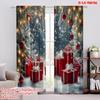 2pcs 2D Flat Printing Merry Christmas Scene Curtains Winter Wonderland Polyester Without Electricity Festive Wall Decor Use for