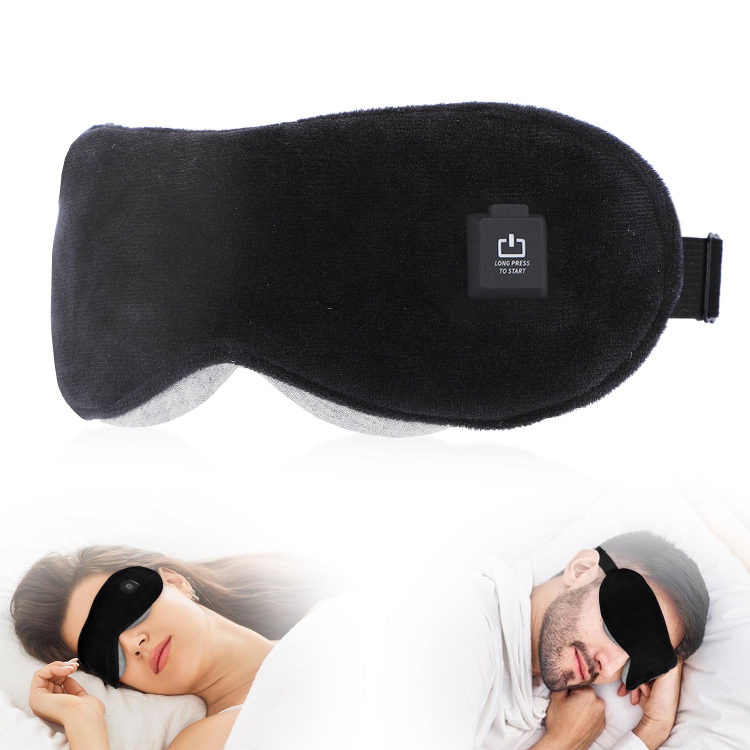 

Rechargeable Cordless Hot Eye Mask with 3 Temperature Settings Fast Light and a Washable Soft and Fluffy Cover for Better Sleep and Relaxation чёрный