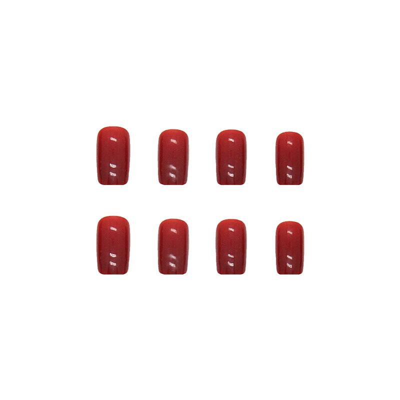 Medium and Long European Square Solid Color Burgundy Bright Oil Manicure Whitening Festive Atmosphere Fake Nails Wearing Nail Pads