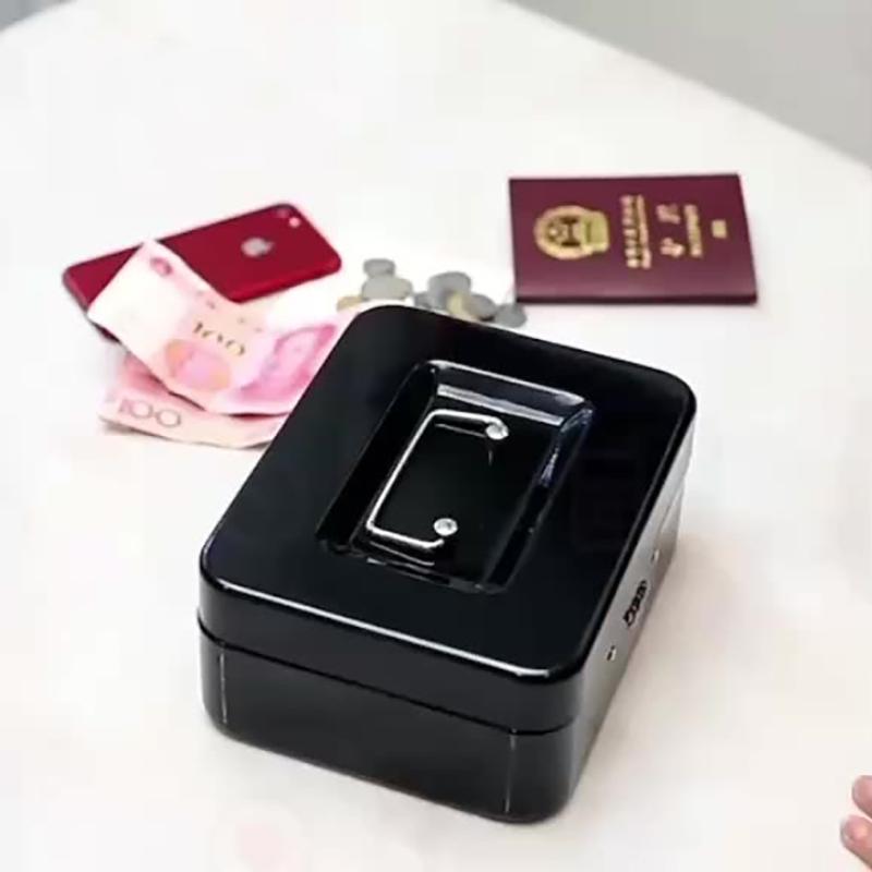 Przenośny Mini Sejf na Klucze Skarbonka Stalowa Skarbonka Wytrzymała Zamykana Skrzynka na Monety Przechowywanie Gotówki Ukryte Pudełko Do Domu Sklepu Walizka