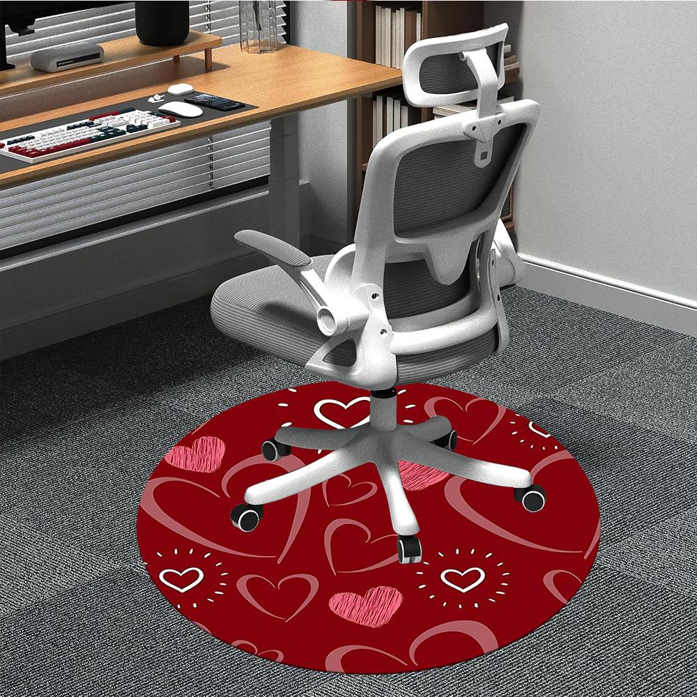 1pc Love Hearts Office Round Area Rug, Indoor Mat Suitable ForOffice, Under Office Chairs Bedroom Living Room Home Decor, Room Decot259
