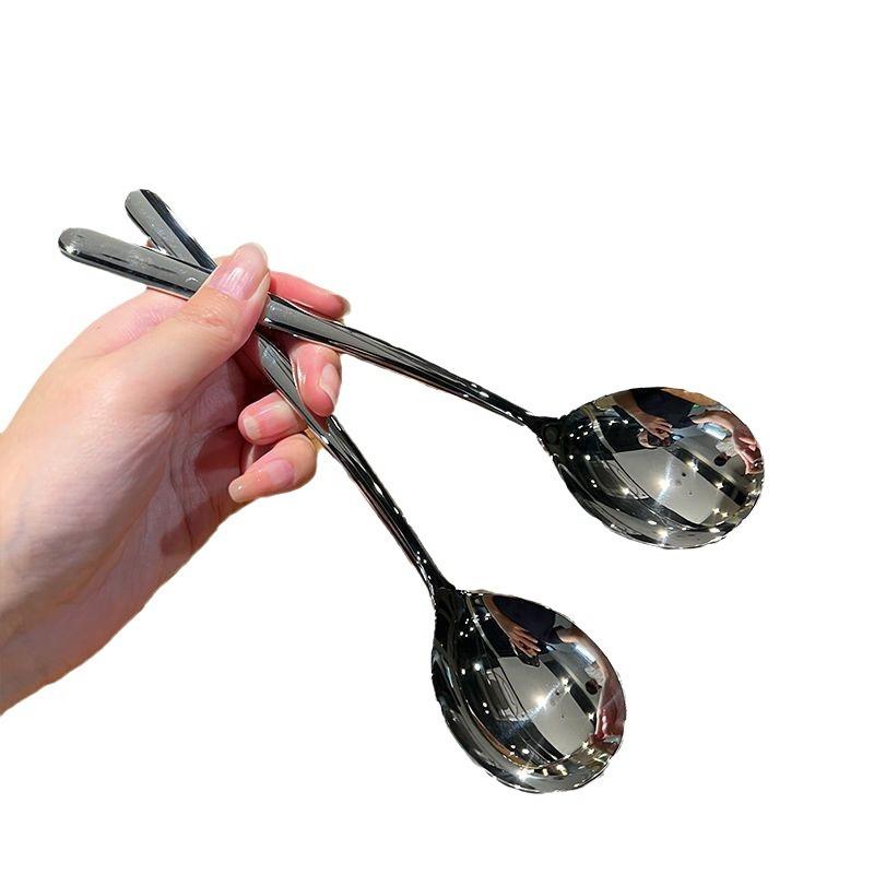 Cuchara de Acero Inoxidable Mango Largo Pulido Espejo Cuchara de Postre para Cocina Regalo