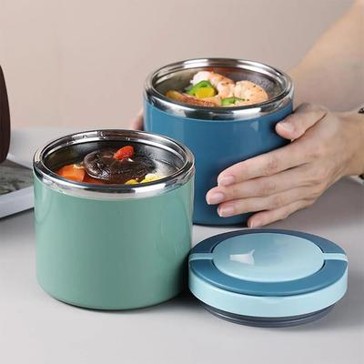 Portable Stainless Steel Breakfast Cup Soup Bowl Thermal Storage Container Sealed Bento Box With Handle