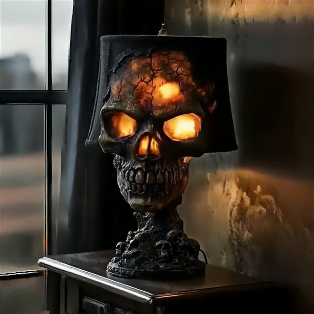 Skeleton Head Table Lamp with Cable Weather Resistant Halloween Skull Light Decoration For Garden Outdoor Decoration