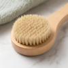 Natural Bristle Exfoliating Body Brush Lymphatic Drainage Tool Wooden Handle with Hanging Rope for Home Skincare