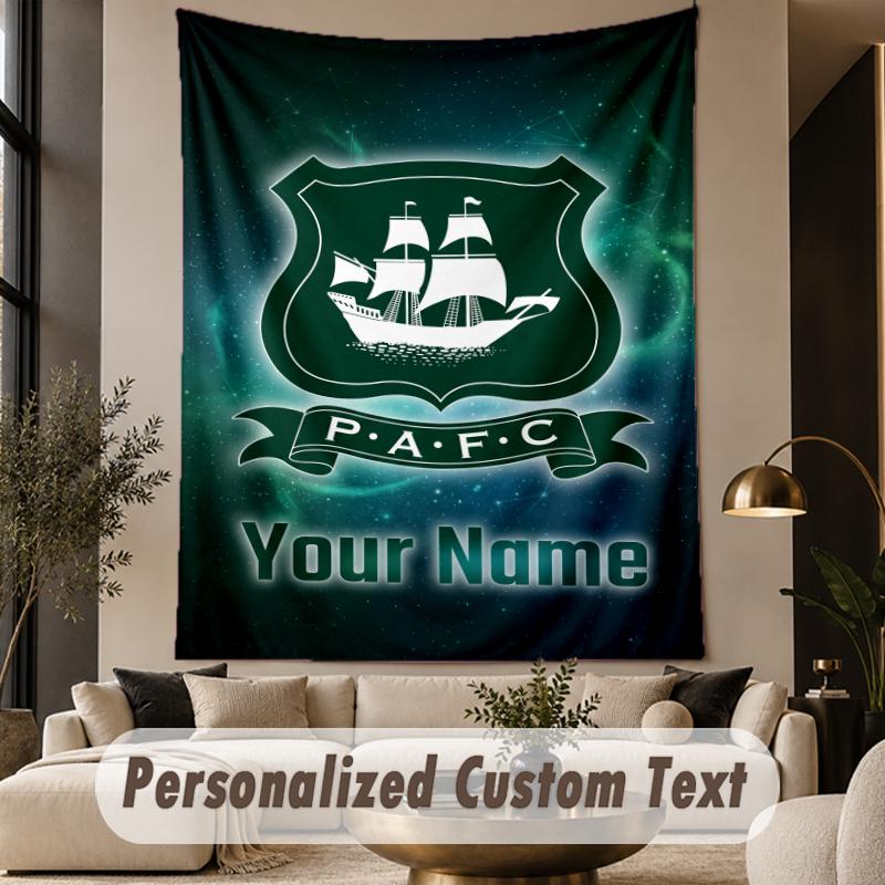 Benutzerdefinierte Text Tapisserie Plymouth Argyle FC Druck Wandteppich Innen Wohnzimmer Wanddekoration