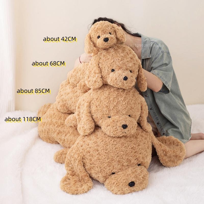 42Cm-118Cm Simulation Huge High Quality Soft Teddy Dog Plush Doll Pillow Brown White Long Plush Animal Plush Toy Home Decoration