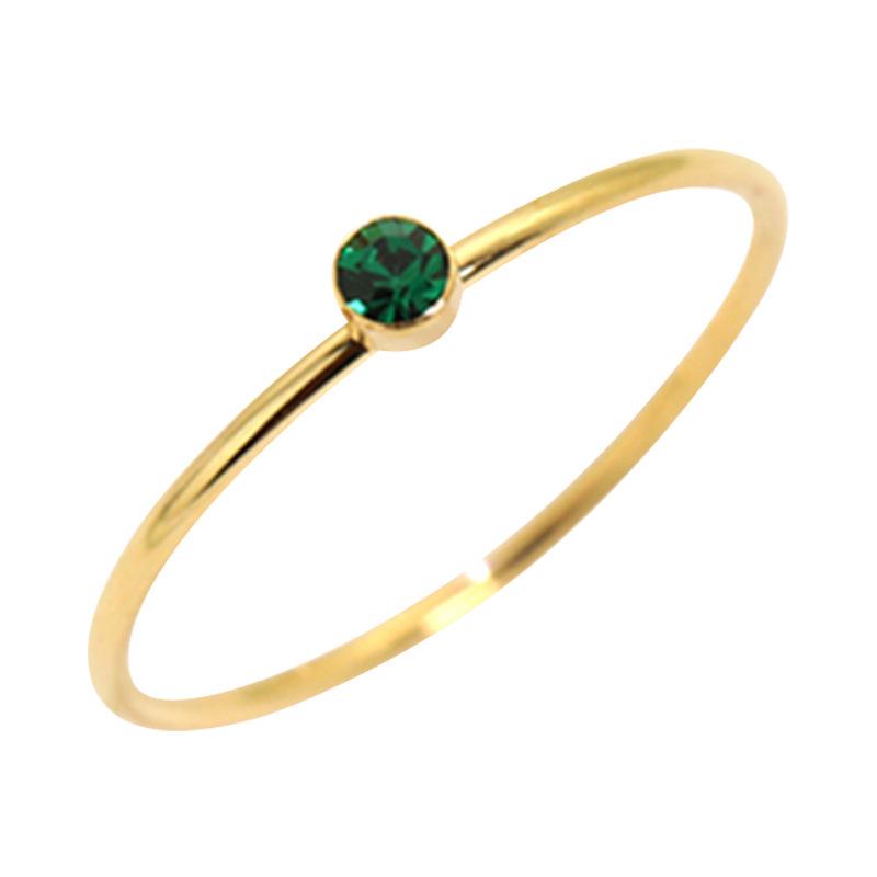 Korean Style Versatile Emerald Titanium Steel Women's Ring