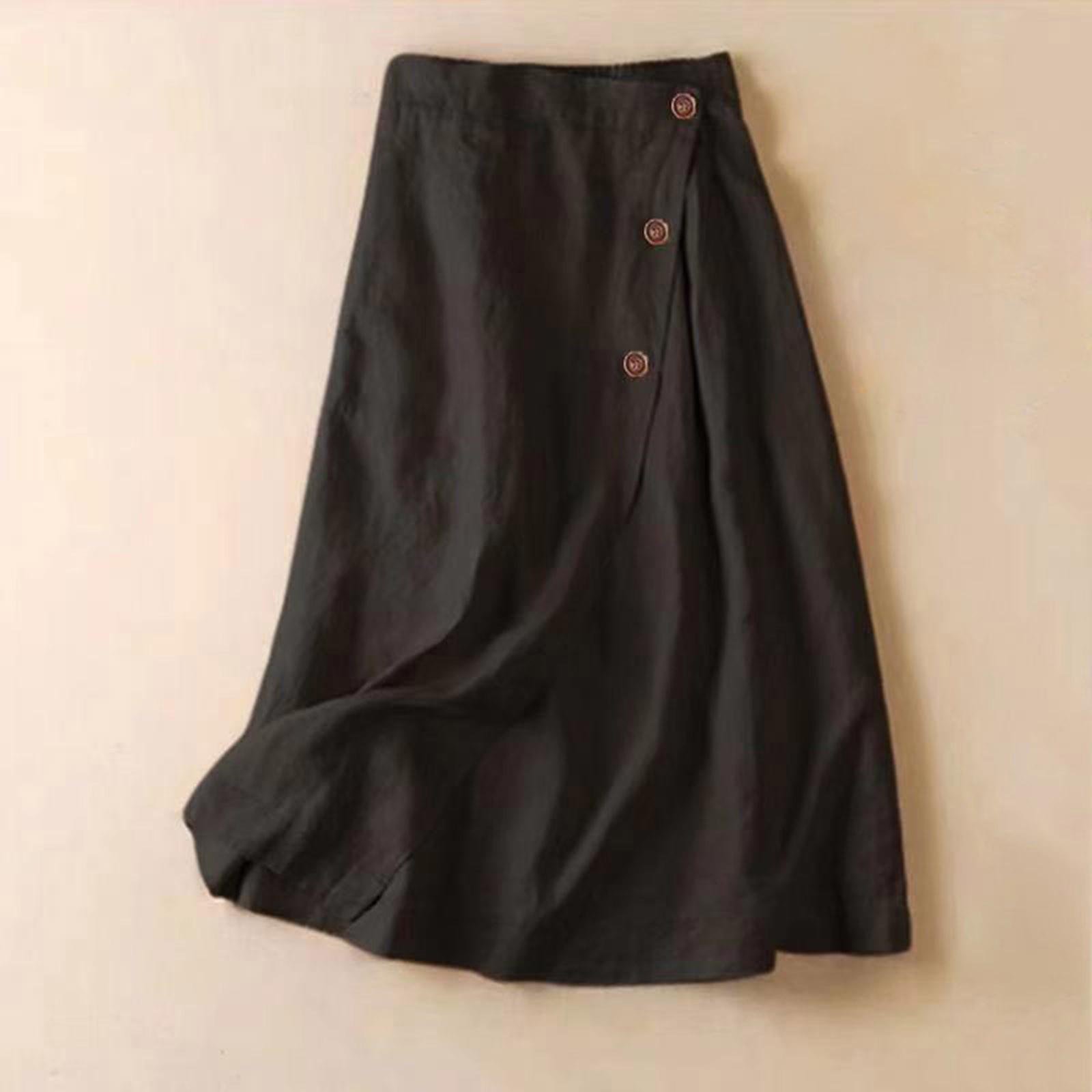 

Женская повседневная свободная юбка-макси в стиле бохо с эластичной резинкой на талии, пляжная, струящаяся, с карманом L чёрный