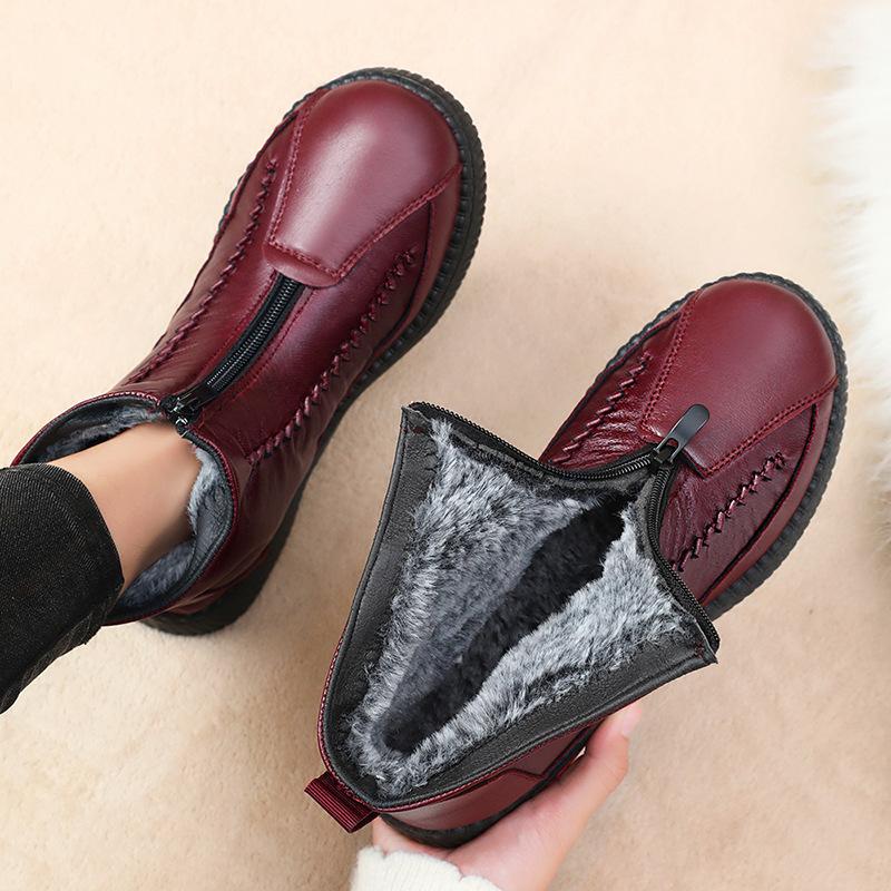 Cotton boots women's winter velvet thickened warm mother shoes soft sole middle-aged and elderly cotton shoes outdoor sports snow boots
