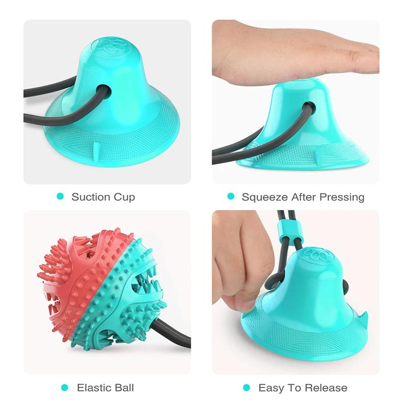 Dog Food Toy Silicon Suction Cup Tug Interactive Ball Slow Eating Feeder Pet Chew Bite Tooth Cleaning Toothbrush Healthy Stomach