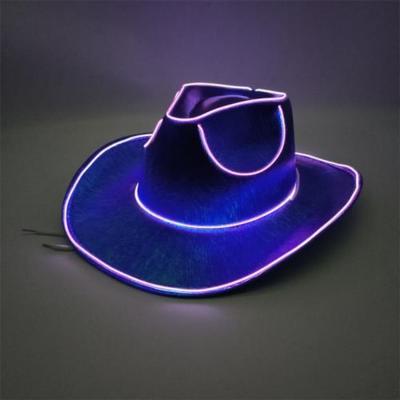 Glowing Decor Supplies Luminous Cowboy Hat LED Pearlescent Cowboy Cap Fashion Neon Light Hat For Party