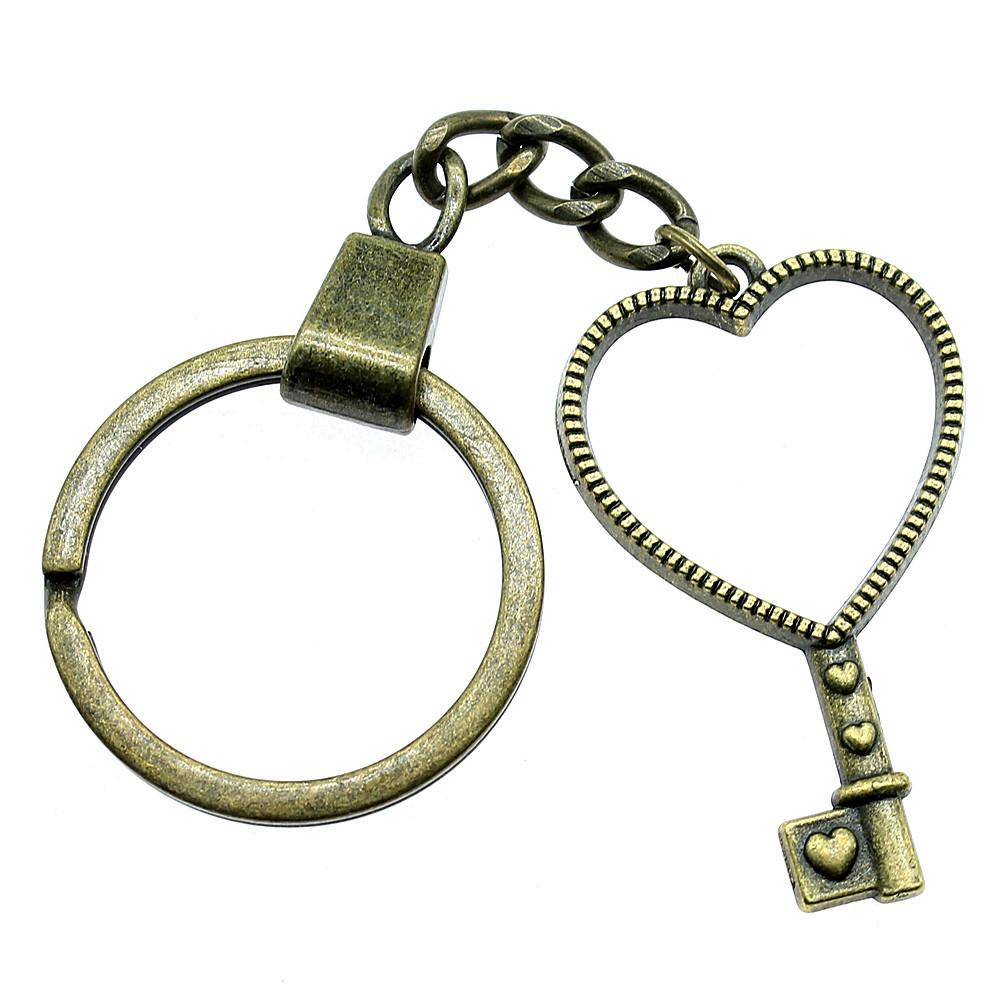 Minimalist Tags Heart Keychain Text Love Theme Key Ring 30mm Ring