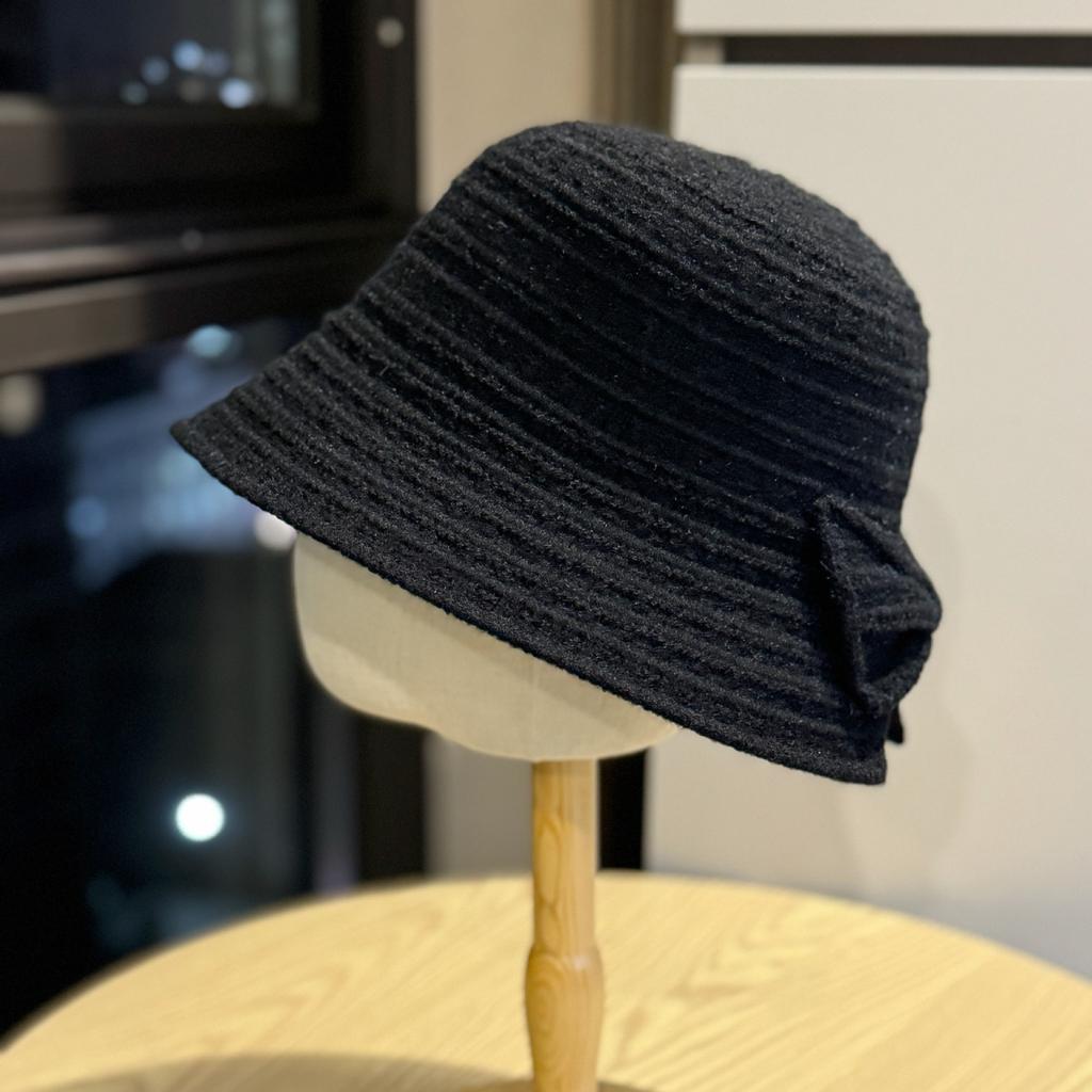 French Style Autumn and Winter Temperament Solid Color Knitted Fisherman Hat for Women Versatile Basin Hat Showing Face Small Face Covering Bucket Hat