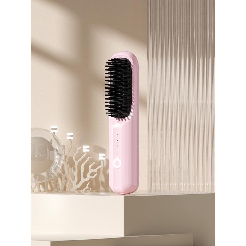 Wireless LCD Hair Straightening Comb with Negative Ion Technology - Portable, Non-Damaging Electric Comb for Safe Hair Styling