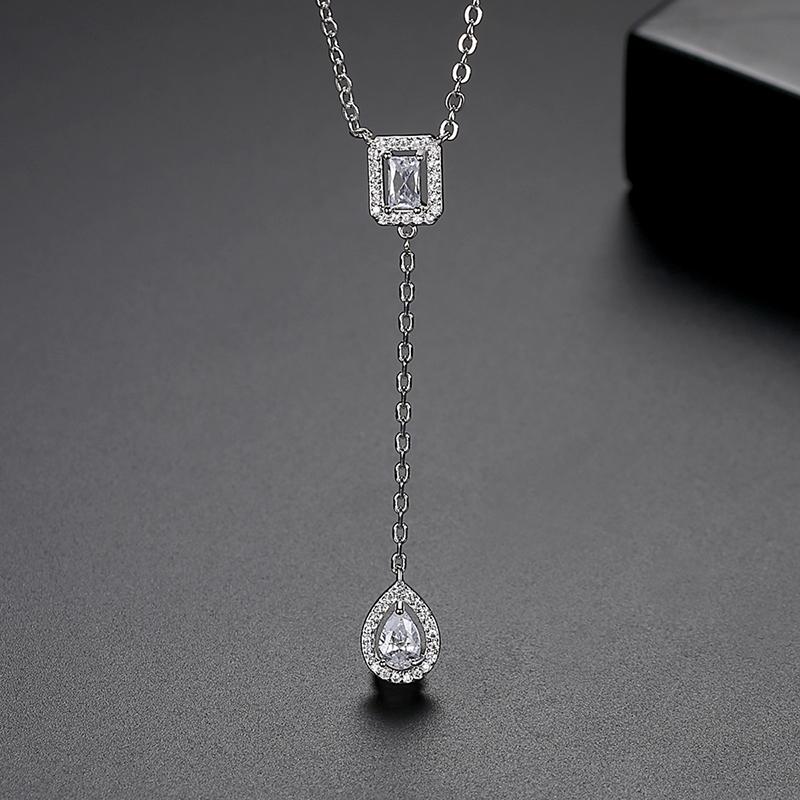 LUOTEEMI Hot Sale CZ Diamond Pendant Necklace 18K Gold Plated Necklace Jewelry for Gifts Party 40CM+5CM