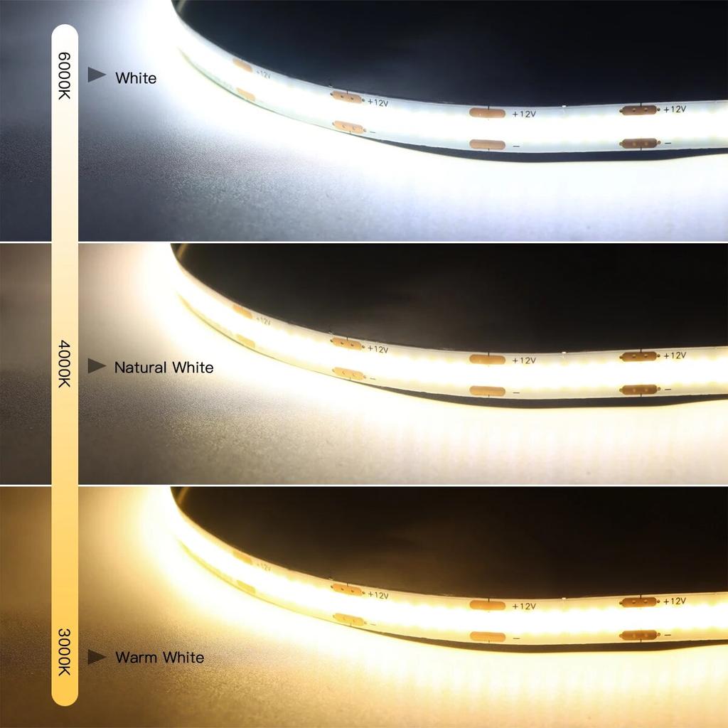 Touch Dimmer and Hand Sweep Induction Switch Flexible COB LED Strip Light 12V 320 LEDs/M LED Light Tape Bedroom Kitchen Lighting