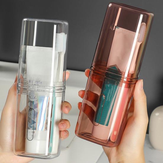 Travel Wash Cup Portable Toothbrush Cup Detachable Mouthwash Cup Leak-Proof Toiletries Storage Box for Travel Business Trips