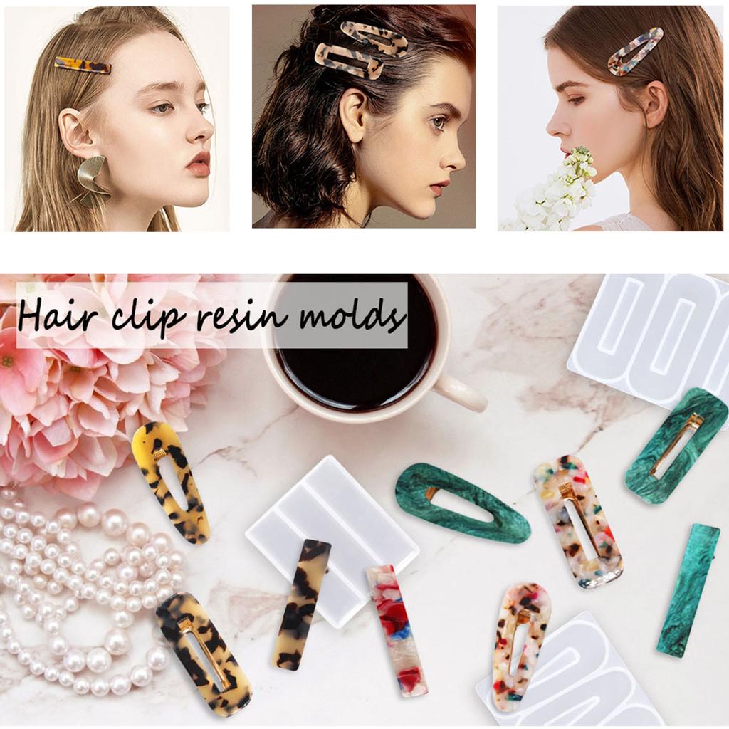 8PCS Hairpin Resin Silicone Molds Hair Stick Silicone Molds Jewelry Hair Clip Molds For Hairpin Clip DIY Making Supplies