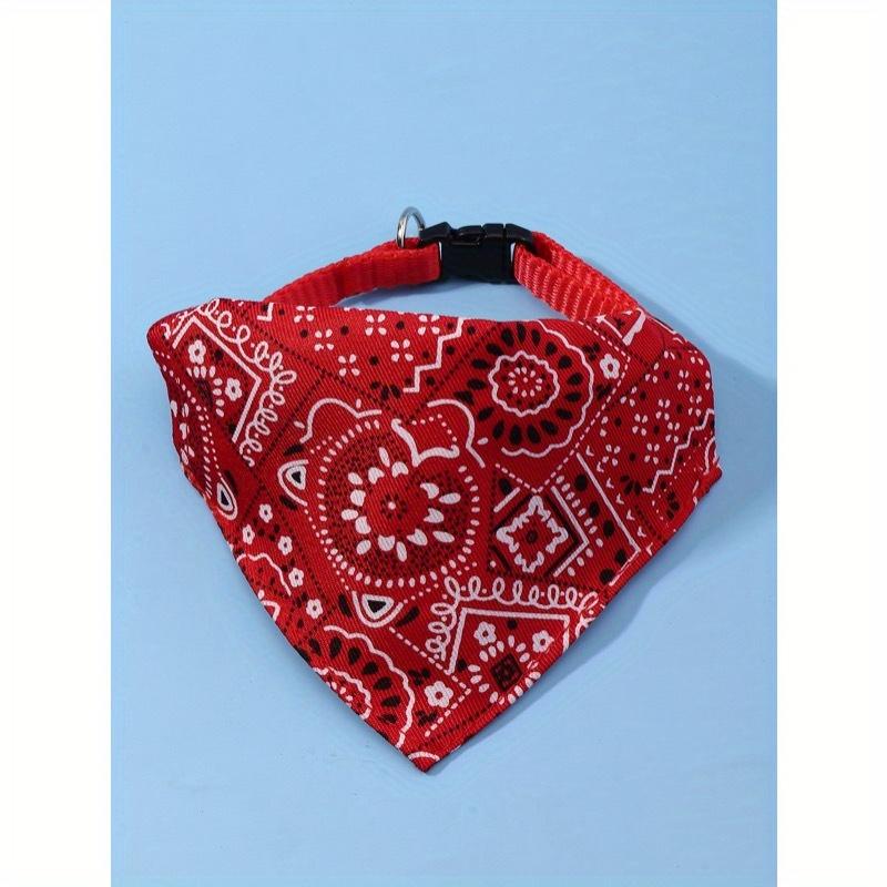 1pc Adjustable Printed PU Pet Bandana With Water Absorbent Towel And Traction Buckle For Small And Medium Dogs
