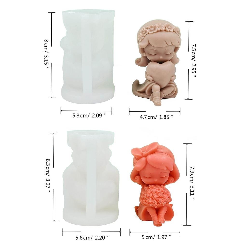 Girls Silicone Mold Lovely Little Girl Candle Mould Handmade Scented Candle Making Mold Soap Mould DIY Candy Decoration