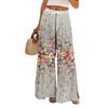 Women Summer Boho Palazzo Pants High Waist Wide Leg Floral Printing Casual Trousers With Pockets