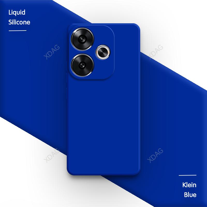 Classic Phone Case for Xiaomi Poco F6 Pro 5G Simple Shell Skin Friendly Square Liquid Silicone  Lens Protection Back Covers