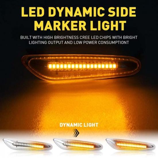 Pair SMD LED Front Fender Side Marker Lights Assembly For BMW E90 E82 E92 E46 EV