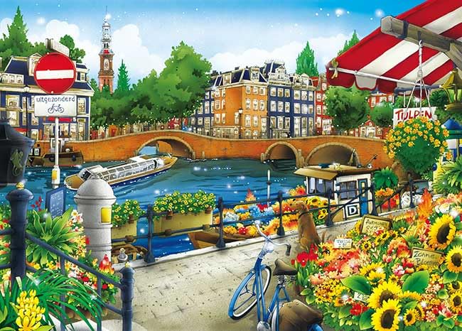 APPLEONE Dovolená v Amsterdamu od Hiroyuki x 38 Puzzle Vyrobeno v Japonsku 500-307 Keikawa, 500 dílků (53 cm) Puzzle,