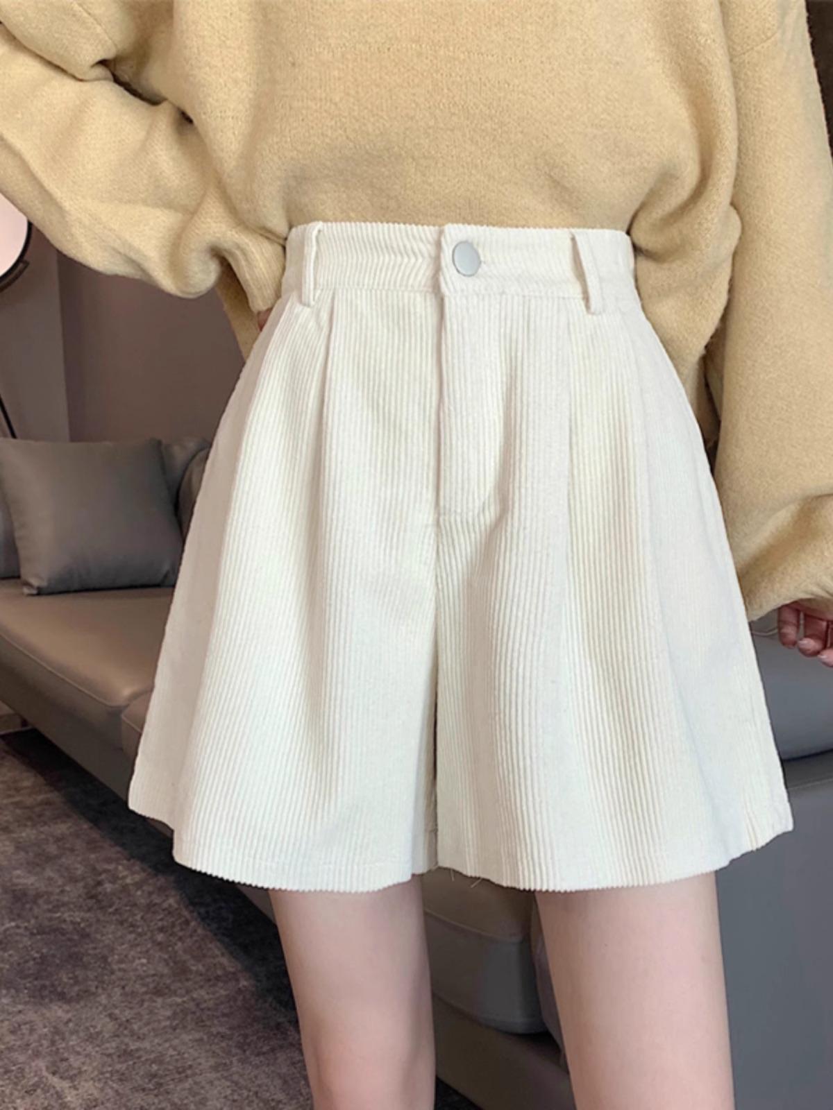 

Женские вельветовые шорты с высокой талией на осень/зиму 2023 - Корейский стиль, приталенный дизайн с широкими штанинами, с вырезом, подчеркивающим ягодицы 4XL абрикосовый