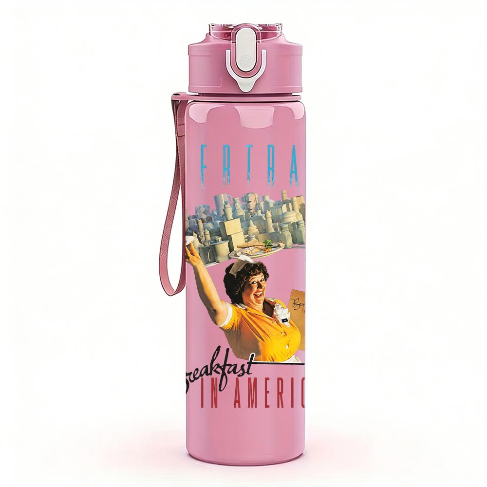 1PC Retro Sunset Cowboy Text Graphic Print 750ml Portable Sports Water Bottle Leakproof Gym Outdoor Travel Drink Cup