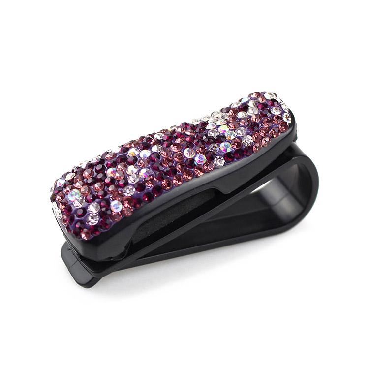 Crystal Car Sun Visor Sunglasses Folder Ticket Receipt Card Clip Storage Holder