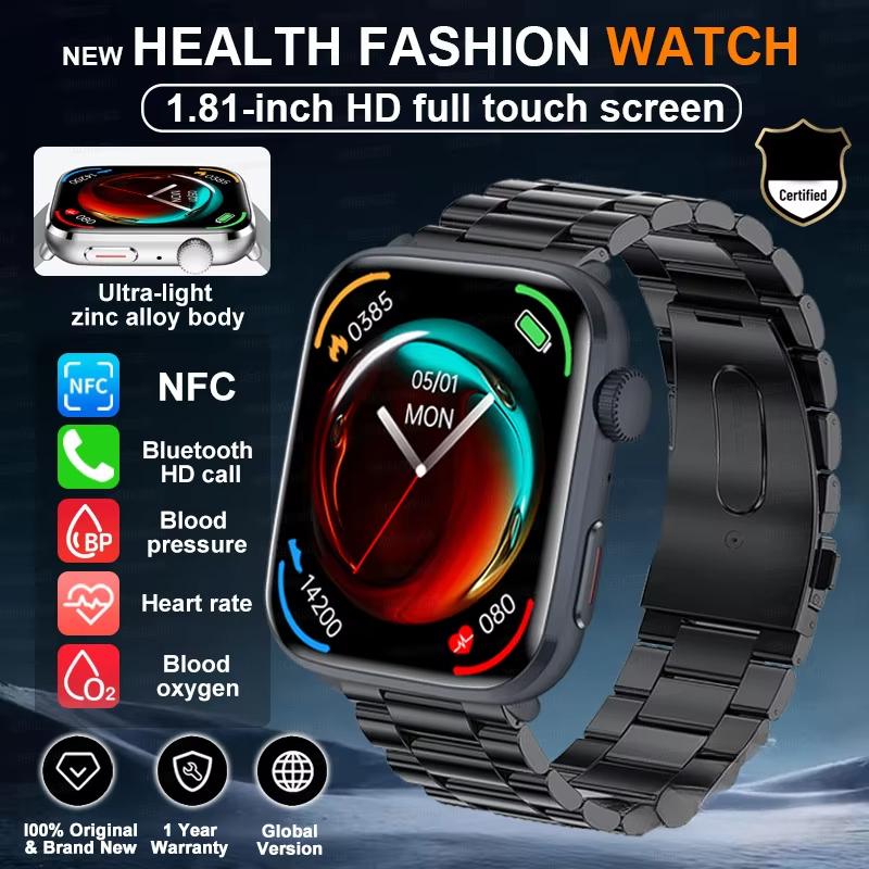 2025 Nové chytré hodinky pro zdraví krevního tlaku s NFC Muži 24hodinový srdeční tep Bluetooth hovory AI Diagnostika Chytré hodinky pro IOS Android