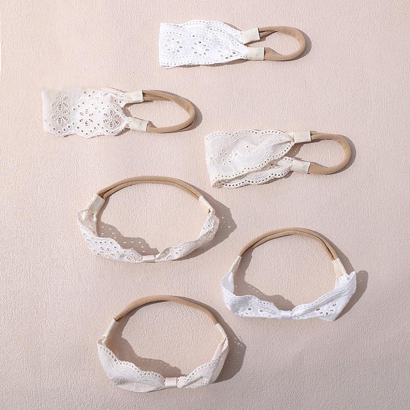 1Pc Fashion Daily White Lace Bow Baby Headband Soft Handmade Elastic Hair Band For Children'S Headwraps Kids Hair Accessories