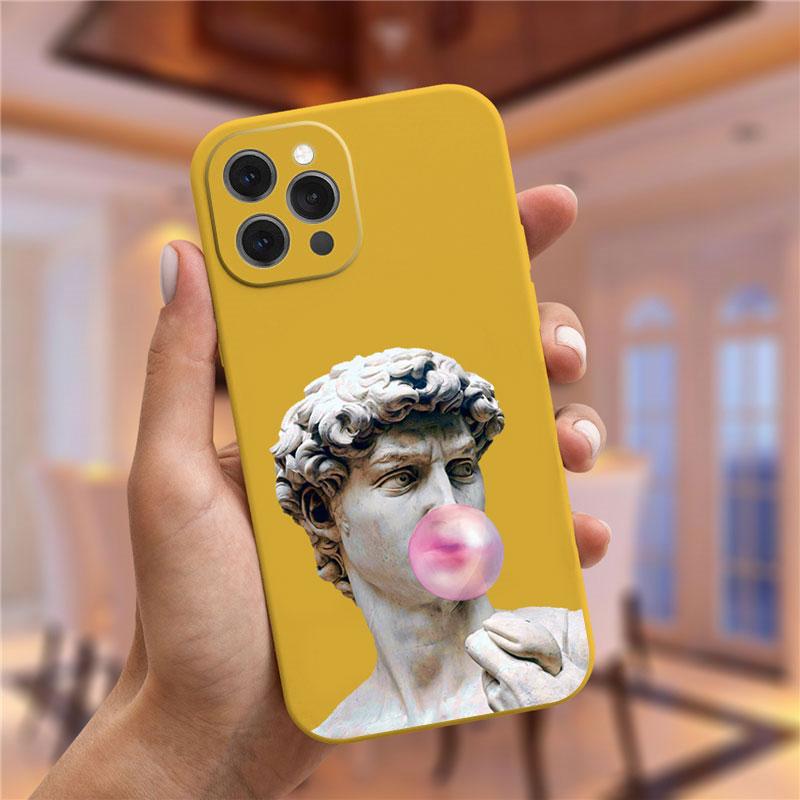 Art Fresco Michelangelo Creation of Adam Phone Case For iPhone 15 14 13 12 11 Pro Max Mini XS XR X 7 8 Plus David Lines Covers