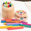 Drewniany cylinder Montessori do sortowania kształtów - Zabawka do rozpoznawania kolorów dla małych dzieci